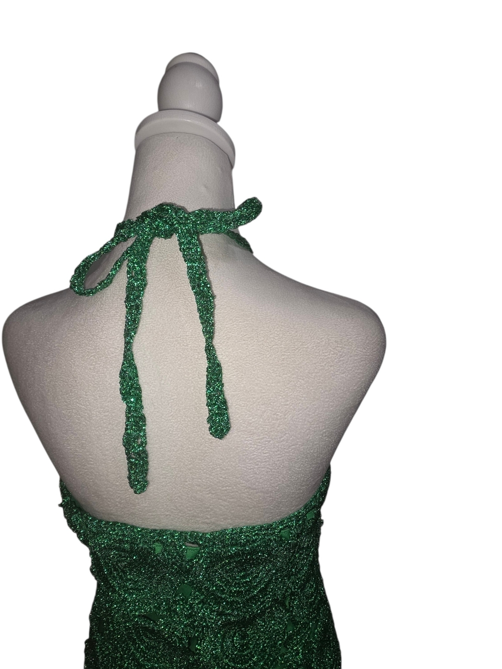 Simon Miller Beep Beep Dress Gummy Green Crochet Halter Fringe Midi Festival Y2K - Picture 8 of 12